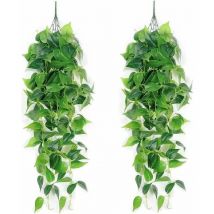 Jalleria - 2 Pièces Plante Artificielle Suspendues Pothos Artificiel Fausses Plantes Artificielles Decoration Faux Pothos Réaliste Feuille Verte