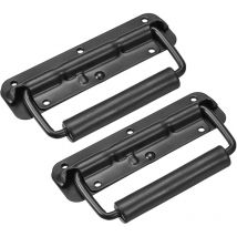 2 pièces poignée pliante en acier inoxydable poignée de boîte à ressort poignée robuste boîte à outils extracteur de boîte à outils noir.