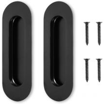 2 Pièces Poignées de Porte Coulissante en 201 Acier Inoxydable Brossé avec Vis Poignées de Porte Invisibles 120x40mm Poignée Ovale Encastrées Poignée