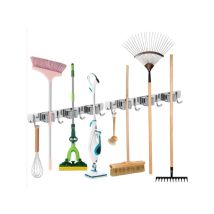 Alovez - 2 Pièces Porte Balais Mural Accroche, Support Mural Balais Acier Inoxydable pour Cuisine, Garage,Jardin, Salle de Bain(3 Emplacements et 4