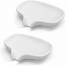 Porte Savon Silicone, Boîte à Savon Douche, Porte-savons Salle de Bain, Blanc, 2 Pcs-Ensoleillé