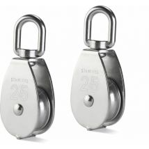 2 Pièces Poulie de levage de poulie en acier inoxydable à poulie simple,Poulie Inox 304 M25 Poulie De Levage 400kg - Argent