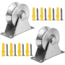 2 pièces Poulie de Levage Mouflage INOX, V-Poulies Simple pour Cable, 48mm Poulie avec Roulements, Capacité de Charge 180kg, pour Rail Roulette