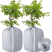 2 Pièces Protege Pot Exterieur - Protection Pot de Fleur Hiver - Housse Hivernage Plante en Pot Réutilisable 50x45cm Grise