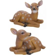 Gotrays - 2 pièces résine cerf décoration cerf leurre, extérieur Sika cerf Fauve Figurine Ornement pour Jardin pelouse étang décor
