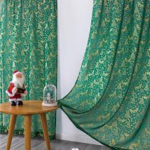 2 Pièces Rideaux Noël - Rideau Voilage Semi (4285cm) -Transparents, Motifs de Noël, Rideu Galon Fronceur, Décoration Moderne pour Fenêtre de Salon
