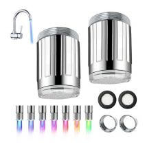 2 Pièces Robinet à LED, Robinet Change de Couleur, Robinets à Capteur à Changement avec 7 Couleurs, Accessoires LED de Robinet Couleur pour Les