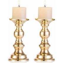 2 Pièces Supports de Bougie Pilier en Métal Doré, Mariage, Centres de Bougeoirs pour Bougies de 50mm avec Support Décoration Idéal pour Les Mariages,