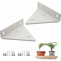 2 Pièces Supports D'étagère Flottant, Equerre Etagere Murale, Equerre Metal de étagère Robuste, Fixation pour Etagere Murale en Acier,blanch