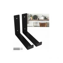2 pièces supports d'étagère noirs 20 cm – support de garage mural robuste support flottant industriel, décoration murale en métal pour meubles de
