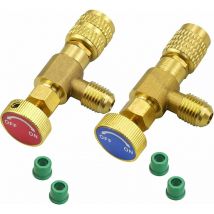 2 Pièces Vanne Régulation Réfrigérant, Soupape de Sécurité R410A R22, Soupape de Sécurité Réfrigérant, pour Adaptateurs Raccords R22/ R410