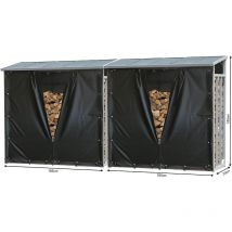 Quick-star - 2 piezas Estante aluminio para leña 185 x 70 x 185 cm Jardín Prinidor Refugio de 4,6 m³ de Madera Almacenamiento apilables Ayuda