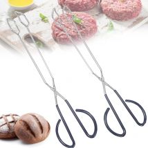 2 Pinces à Barbecue, Pinces à Ciseaux Extra-Longues,Cuisine à Cuire, Cuisson Du Pain, Pince à Griller, Pince à Pain, Pinces En Carbone, Pinces à Feu