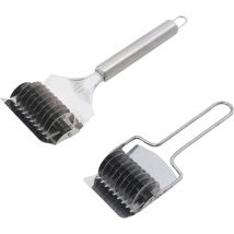 Couteau à Pizza en Acier Inoxydable - Machine à Pâtes Manuelle, Rouleau à Losanges Pizza, Presse à Rouler Noodle Lattice, Coupe-Pâte (Lot de 2)