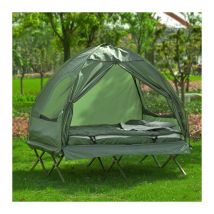 2 Places Lit Pliant Lit de Camp Pliable Voyage Camping avec Toit, Sac de Couchage OGS32-L-GR Sobuy