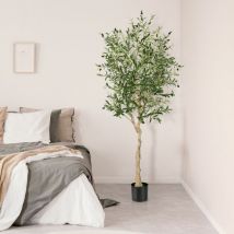 Maisonchic - 2 Plantes Artificielles Fausse Olivier en Pot H-182 cm Feuilles en Soie Décoration pour Intérieur/Extérieur CW7367 Maison Chic