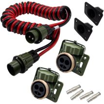 2 Polig Nato Elektrowendel, 2 X 35 Mm², 4 Meter Nato Wendel, 12v/24v Nato Spiralkabel, 2 X Nato Steckdose Mit 35 Mm² Ink. Gummidichtung, Auch 