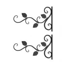 2 pz 30X18CM Staffa di montaggio a parete, Staffa sospesa, Gancio in metallo Staffa di montaggio a parete in ferro battuto con viti per giardino,