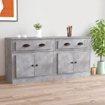Maison Chic - Set 2 Credenze basse,Tavolo,Armadietti,Mobili da Cucina Grigio Cemento in Legno Multistrato -BY70629