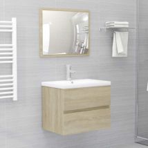 2 pz Set Mobili da Bagno,Armadietto Armadietto da bagno,Mobiletto Bagno Rovere Sonoma in Truciolato CNWI841859 BonneVie