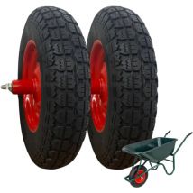 Ecovelo - 2 Ruote pneumatiche Complete 3.50-8 (4pr) + cuscinetti ricambi carriola Modello Vespa asse lungo 155mm gomme tassellata