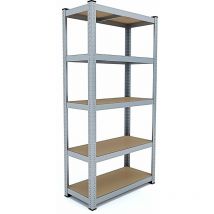Bricozone - Scaffale In Metallo e mdf Scaffale Ad Alta Portata Fino a 875 kg Con 5 Ripiani Regolabili Ideale Per Garage Officina Cantina Capannone