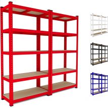 Bricozone - 2 Scaffali In Metallo e mdf Scaffale Ad Alta Portata Fino a 875 kg Con 5 Ripiani Regolabili Ideale Per Garage Officina Cantina Capannone