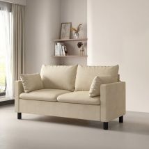 Mcc Direct - 2 Seater Linen Fabric Loveseat Sofa with Side Cushions Modern Couch Settee for Home laura beige