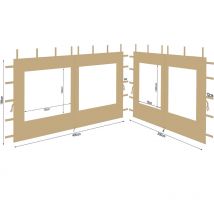 2 Seitenteile aus Polyester mit Fenster 300/400x195cm für Pavillon 3x4m Seitenwand Beige ral 1001 wasserdicht