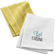 2 Serviettes torchons brode Chef en cuisine