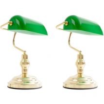 Etc-shop - 2x nostalgique Antique rétro lampe de banquier lampe de bureau éclairage Antique vert