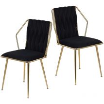 Tanant - 2 Set Samt Esszimmerstuhl Set, Skandinavischer Esszimmerstuhl mit geflochtener Rückenlehne und goldenen Metallbeinen, Skandinavische Stühle,