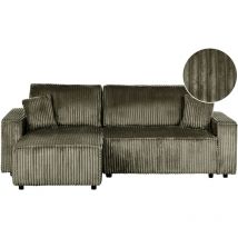 2-Sitzer Ecksofa Grün Cord mit Chaiselongue Rechtsseitig Schlaffunktion Dekokissen L-Form Modern Schlafsofa Wohnzimmer Sitzmöbel