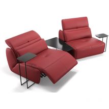 Sofanella - Leder 2-Sitzer mit Tischen modica Rot s: 228 Breite x 98 Tiefe - Rot