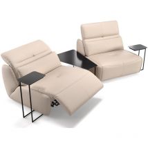 Sofanella - Leder 2-Sitzer mit Tischen modica Creme xl: 274 Breite x 98 Tiefe - Creme