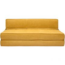 Miliboo - 2-sitzer Schlafsofa In Senfgelbem Stoff Mit Samteffekt Katy