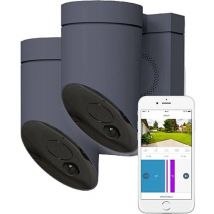 SOMFY 1870472 - 2 Outdoor Camera grises - Caméras de surveillance extérieures sans fil - Sirène 110 DB - Branchement Possible sur Un Luminaire