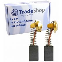 2 spazzole di carbone motore 7 x 11 x 17/18,5 mm per trapano Hitachi DH40SR DH40YB DH42 DMR13 DMT16 DMT16N DMV16 DNT16N H30PV H41MB H41SA H41SC 999043