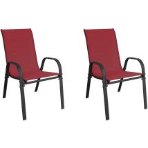 2 Stück Stapelstuhl Metall - Textilen Farbe Anthrazit - Bordeauxrot-DMC330885-2stk-var1