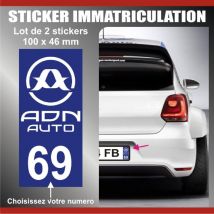 Adnauto - 2 stickers plaque immatriculation Modele PI200