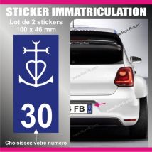 Adnauto - 2 stickers plaque immatriculation - Modele camargue - Run-R