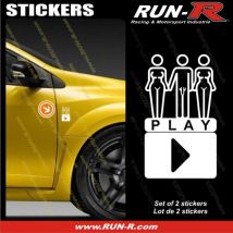 2 stickers sexy play 8 cm - blanc - Run-R