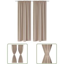2 Stk. Creme Verdunkelungs-Vorhänge mit Schlitzkopf 135 x 245 cm - Gardinen - Vorhänge - Creme - Wohnraumdekoration - Polyester