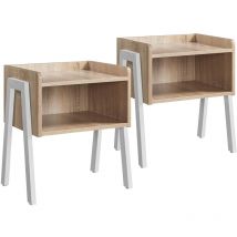 2 Stück Nachttisch stapelbarer Nachtschrank Nachtkommode Beistelltisch mit offenem Fach, Hellbraun - Yaheetech