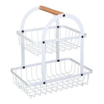 2-stöckiger Obst-Gewürzkorb – pulverbeschichteter Stahl – 27 x 17 x 6 cm – 21 x 17 x 6 cm – 30 cm Höhe