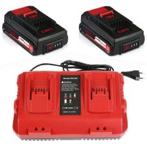 2 Stück 3,0 Ah Ersatzakkus und Ladegerät von Einhell für X-Change 18 v Akku 3,0 Ah mit intelligenter Kontrollleuchte und 6 Sicherheitssystemen,