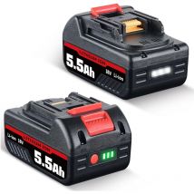 Pdstation - 2Stück 18V 5.5Ah Ersatzakku für makita Akku BL1860 BL1860B BL1850 BL1850B BL1840B BL1840 BL1830 BL1835 BL1845 194204-5 LXT-400