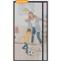 Buling - Magnet Fliegengitter Tür, 80x200 cm Schwarz Insektenschutz Balkontür, Fliegengittertür Ohne Bohren, Automatisch Verschließen Moskitonetz Für