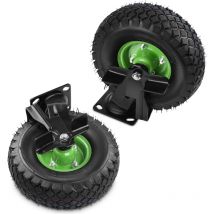 Xiiw - 2 Stück Lenkrollen mit Bremse Set ø 250 x 90 mm Rad, Ruhig Luftrad auf Stahlfelge Schwartz mit Stoßdämpfung, Bollerwagen & Transportwagen Kit