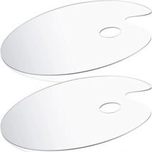 2 Stück Mischpalette Stücke Mischpaletten für Ölfarben Acryl Transparent Oval Art Palette mit Griffloch für DIY Kunst Malerei
